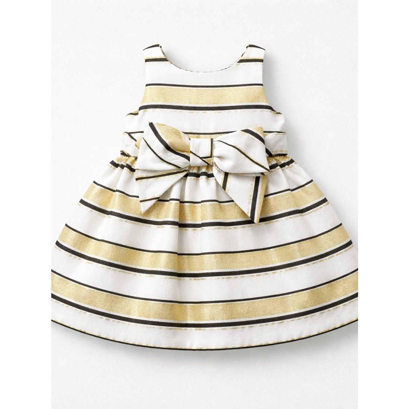 Janie And Jack White Cream Black Metallic Stripe Party Formal Dress Size 3-6 M